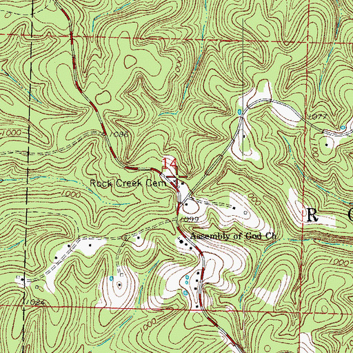 Topographic Map of Evening Star, AR