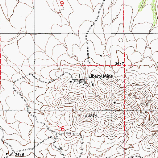 Topographic Map of Liberty Mine, AZ