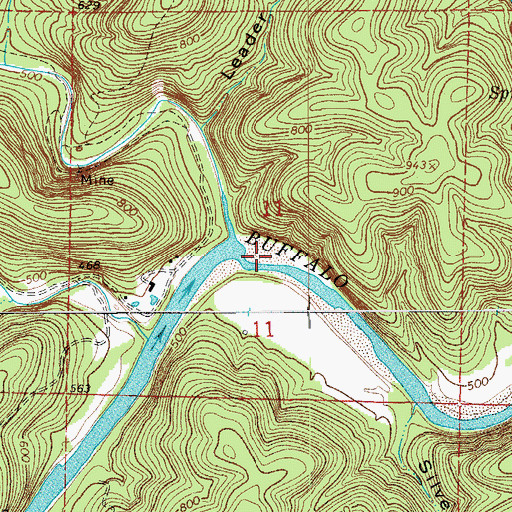Topographic Map of Clabber Creek Shoal, AR