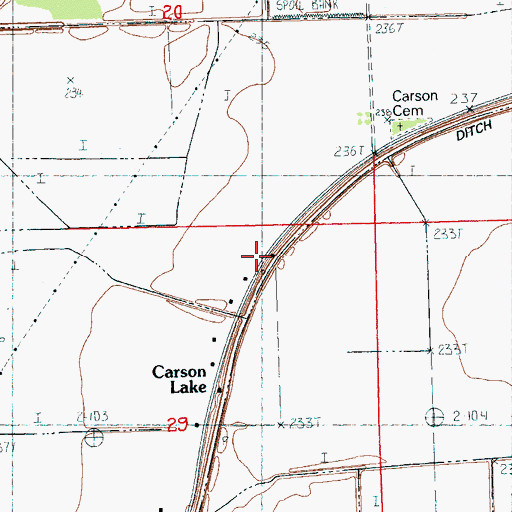 Topographic Map of Carson Lake School (historical), AR