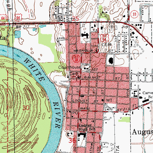 Topographic Map of Augusta Presbyterian Church, AR