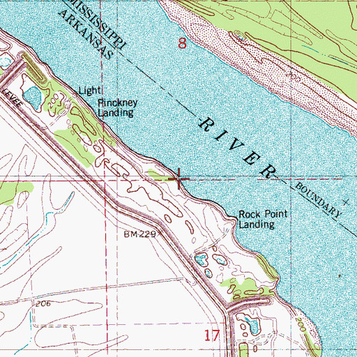 Topographic Map of T J Landing, AR