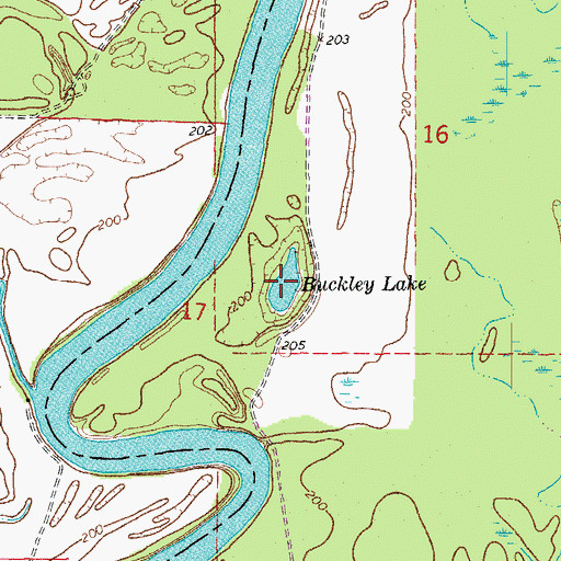 Topographic Map of Buckley Lake, AR