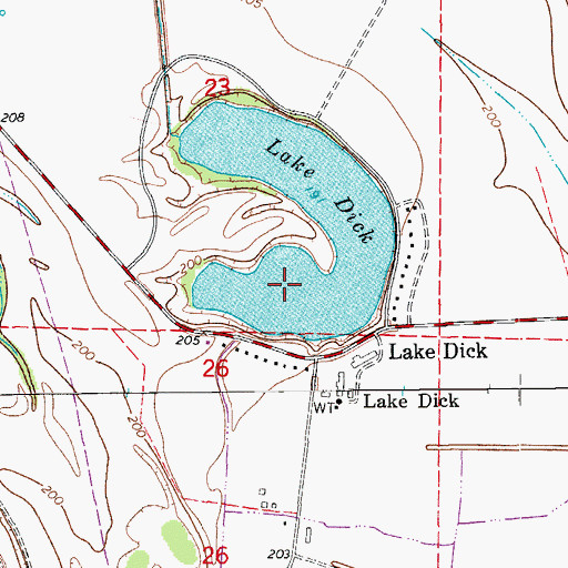 Topographic Map of Lake Dick, AR
