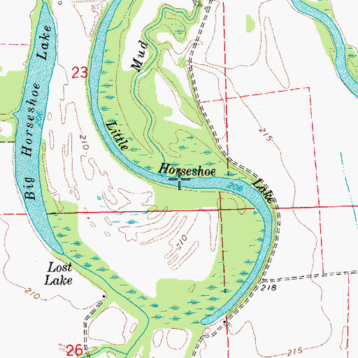 Topographic Map of Little Horseshoe Lake, AR