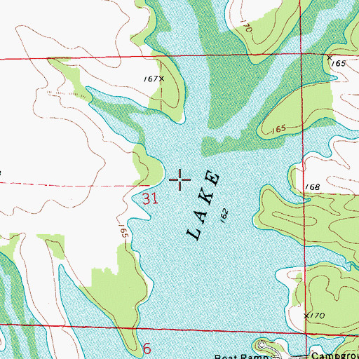 Topographic Map of Merrisach Lake, AR