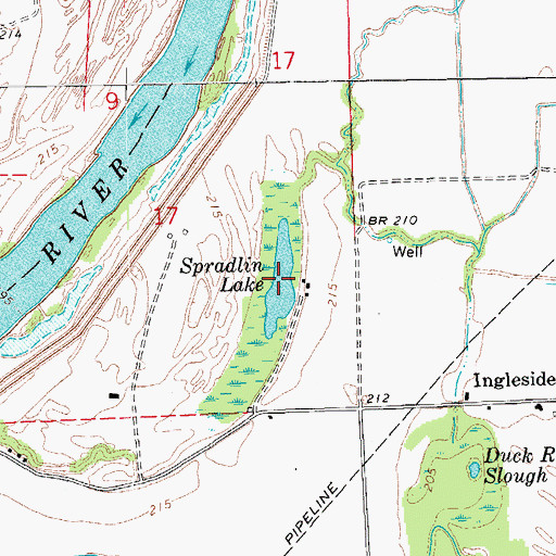 Topographic Map of Spradlin Lake, AR