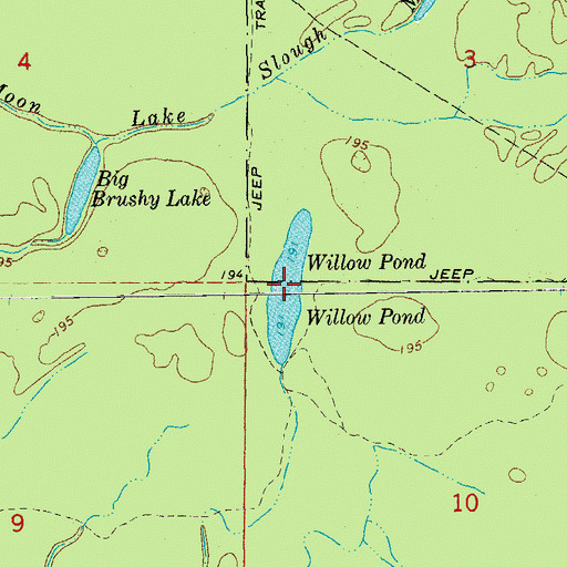 Topographic Map of Willow Pond, AR