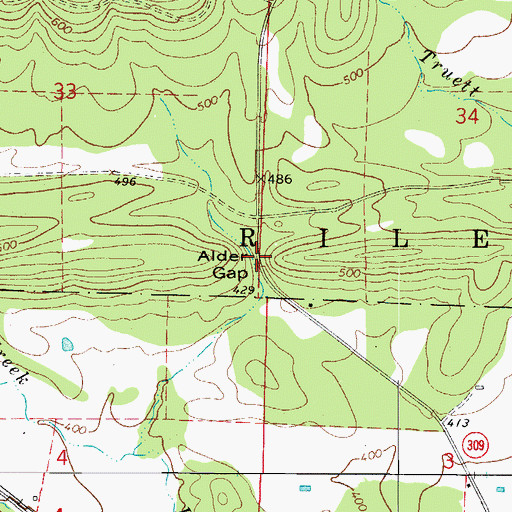 Topographic Map of Alder Gap, AR