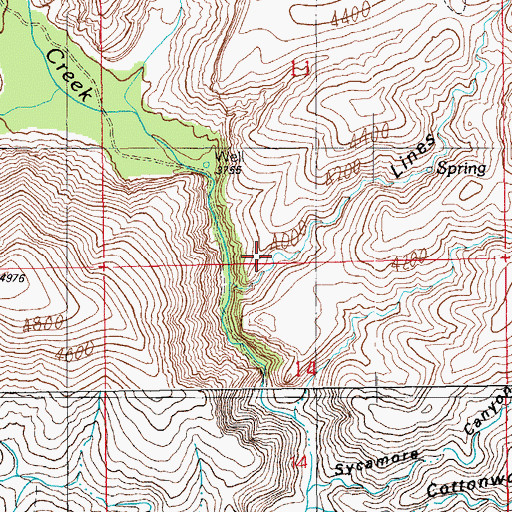 Topographic Map of Lines Canyon, AZ