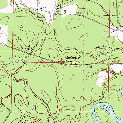 Topographic Map of McKenzie Cemetery, MS