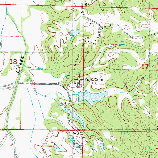 Topographic Map of Polk Cemetery, MS