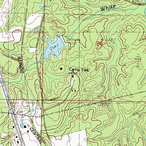 Topographic Map of Camp Tiak, MS