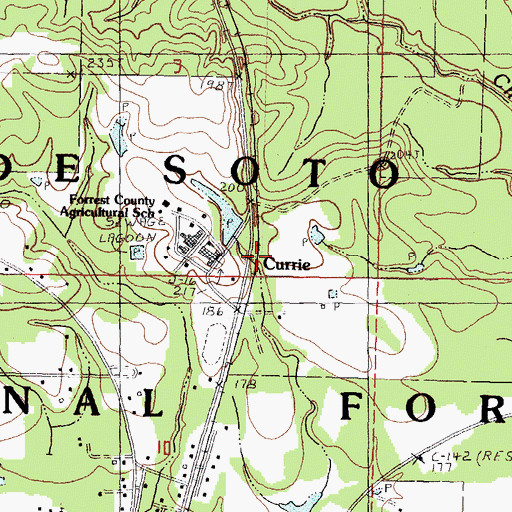 Topographic Map of Currie, MS