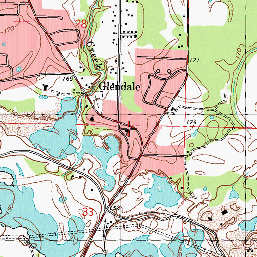 Topographic Map of First Baptist Church of Glendale, MS