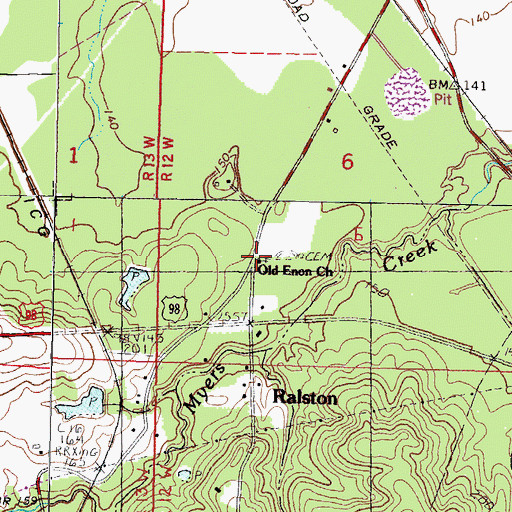 Topographic Map of Old Enon Church, MS