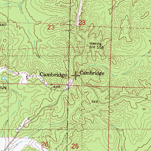 Topographic Map of Cambridge, MS