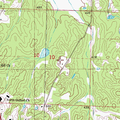 Topographic Map of Woodland Hills Estates, MS