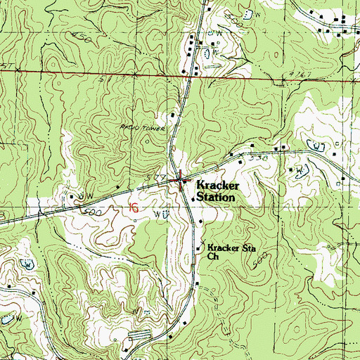 Topographic Map of Kracker Station, MS