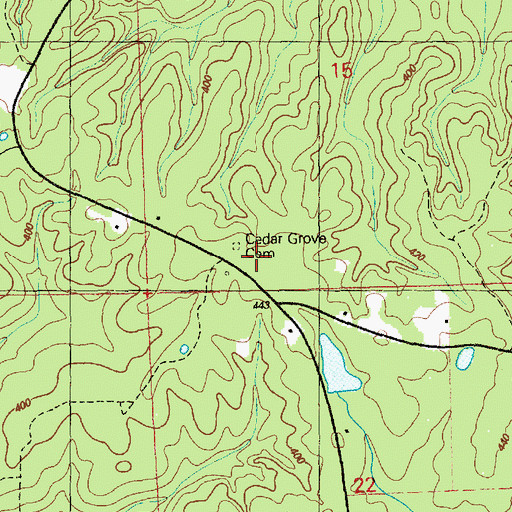 Topographic Map of Cedar Grove Cemetery, MS