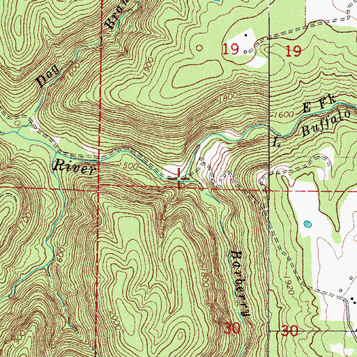 Topographic Map of Barberry Creek, AR