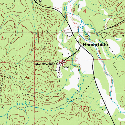 Topographic Map of Mount Vernon Methodist Church, MS