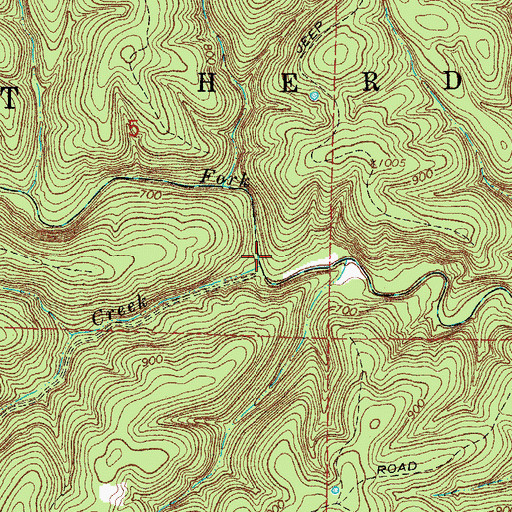 Topographic Map of Barkshed Creek, AR