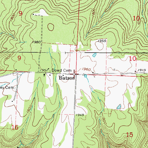 Topographic Map of Batson, AR