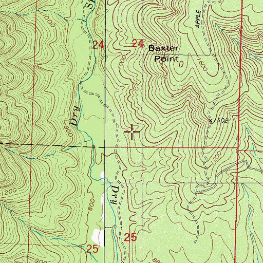 Topographic Map of Baxter Point, AR