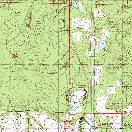 Topographic Map of Diamond Cemetery, MS