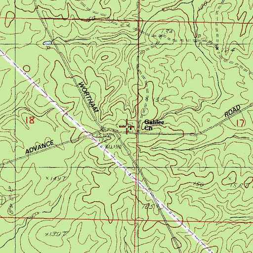Topographic Map of Galilee Church, MS
