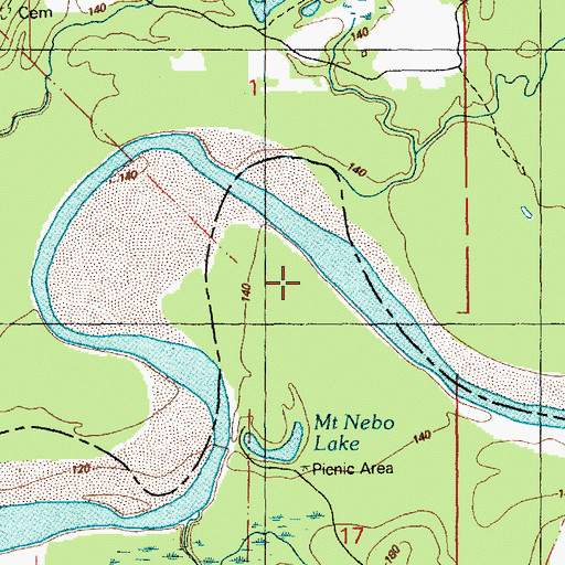 Topographic Map of Nebo Lake Oil Field, MS