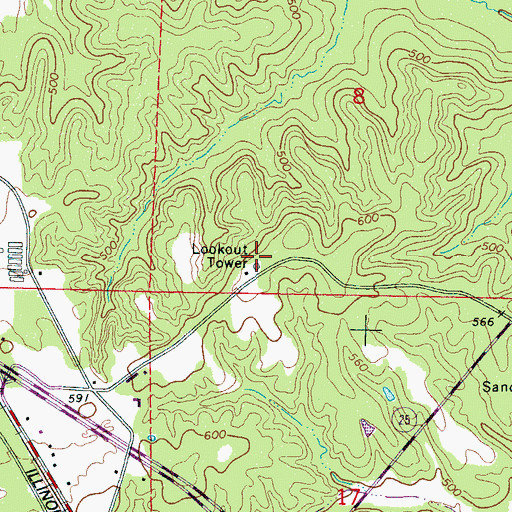 Topographic Map of Winston Lookout Tower, MS
