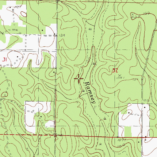 Topographic Map of Little Railroad Creek, MS