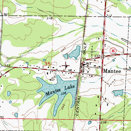 Topographic Map of Mantee Baptist Church, MS