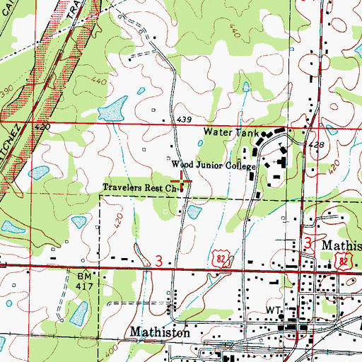 Topographic Map of Mathison Colored School (historical), MS
