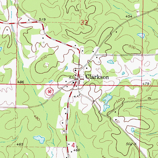 Topographic Map of Woodland Academy (historical), MS