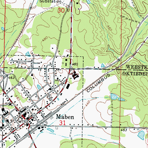 Topographic Map of Maben Elementary School, MS