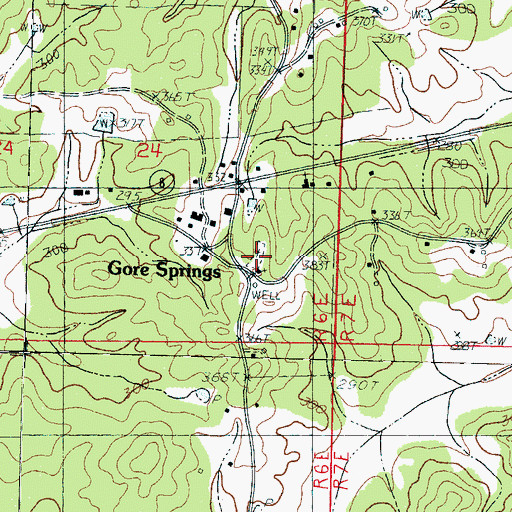 Topographic Map of Gore Springs Cemetery, MS