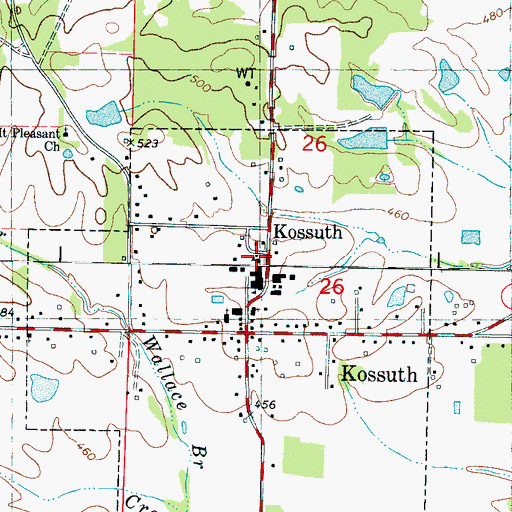 Topographic Map of Kossuth Elementary School, MS