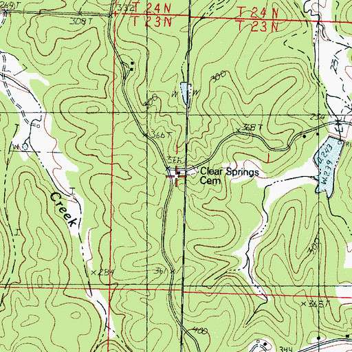 Topographic Map of Clear Springs School (historical), MS