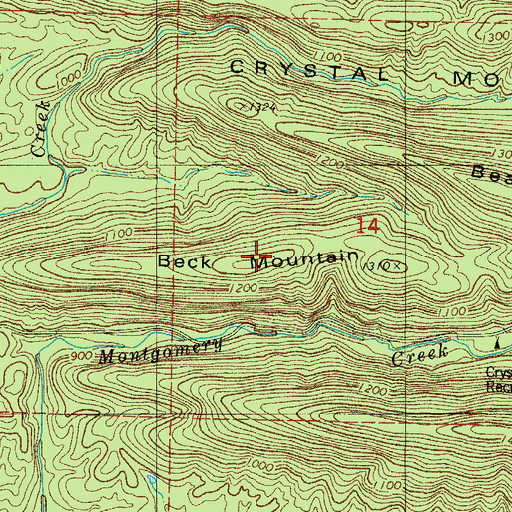 Topographic Map of Beck Mountain, AR