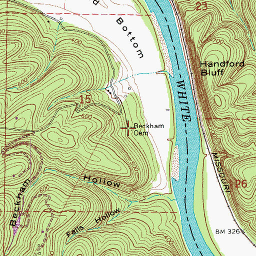 Topographic Map of Beckman Cemetery, AR