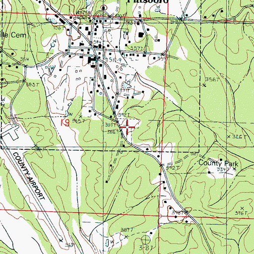 Topographic Map of Pittsboro Cemetery, MS