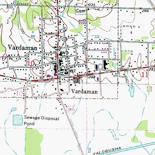 Topographic Map of Vardaman Elementary School, MS