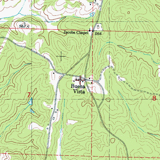 Topographic Map of Buena Vista School (historical), MS