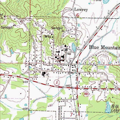 Topographic Map of Lowrey Memorial Baptist Church, MS