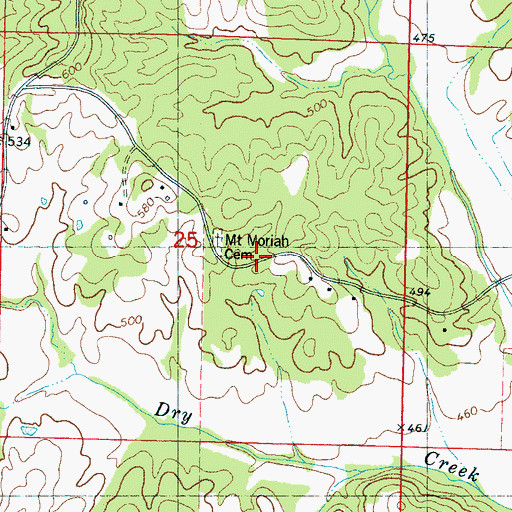 Topographic Map of Mount Moriah School (historical), MS