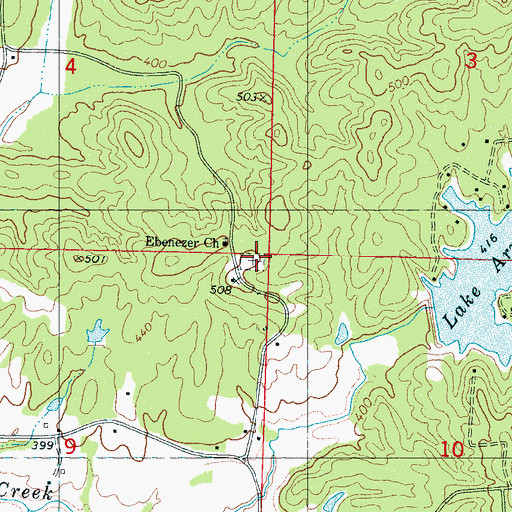 Topographic Map of Ebenezer Cemetery, MS
