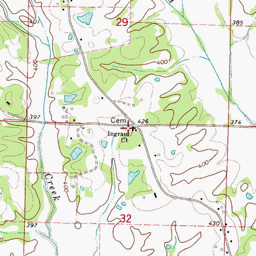 Topographic Map of Ingram Cemetery, MS